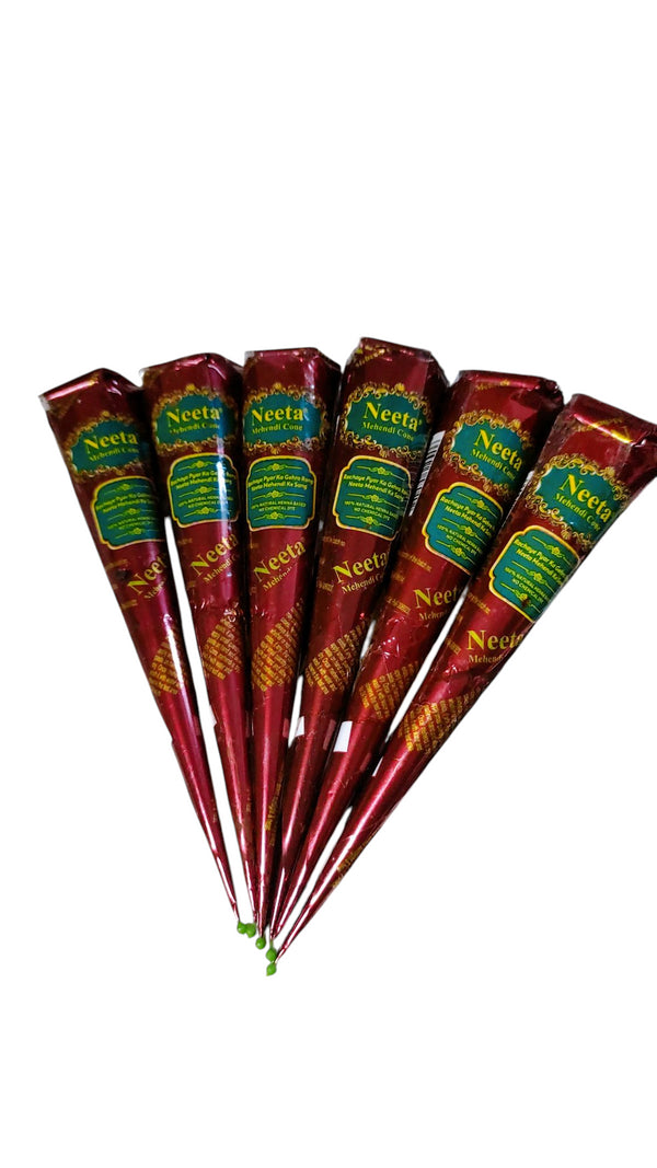 6 Organic Reddish Brown Henna Cones